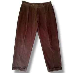 Incotex Mens Cotton Cashmere Corduroy Pant Sz 38x31 Brown Pleated Cuffed Trouser